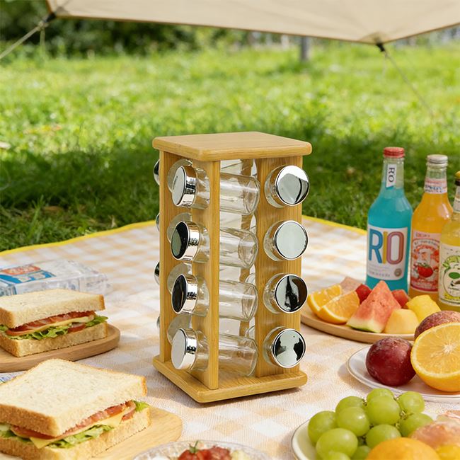 Bamboo Spice Rack With Spinning Base manufacturers